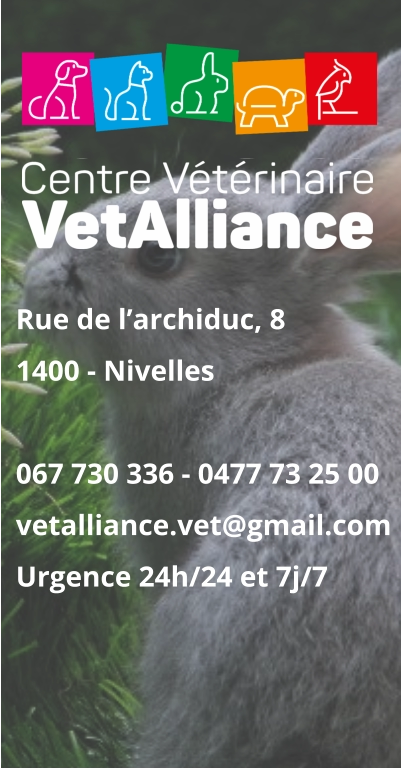 Rue de l’archiduc, 81400 - Nivelles 067 730 336 - 0477 73 25 00vetalliance.vet@gmail.com Urgence 24h/24 et 7j/7